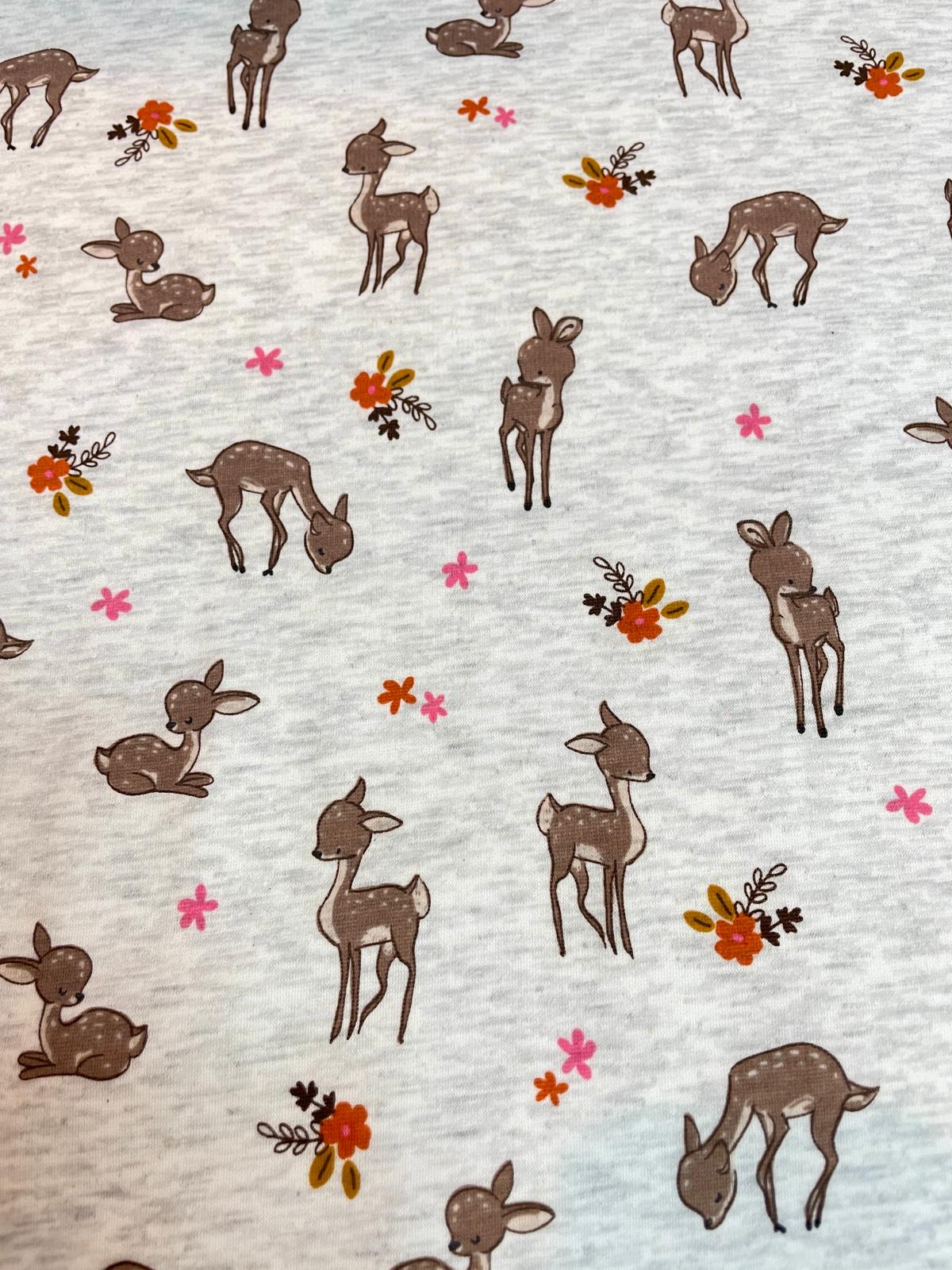 Alpenfleece - Druck meliert Jogging mit Rehkitzen Alpenfleece - Druck meliert Jogging mit Rehkitzen